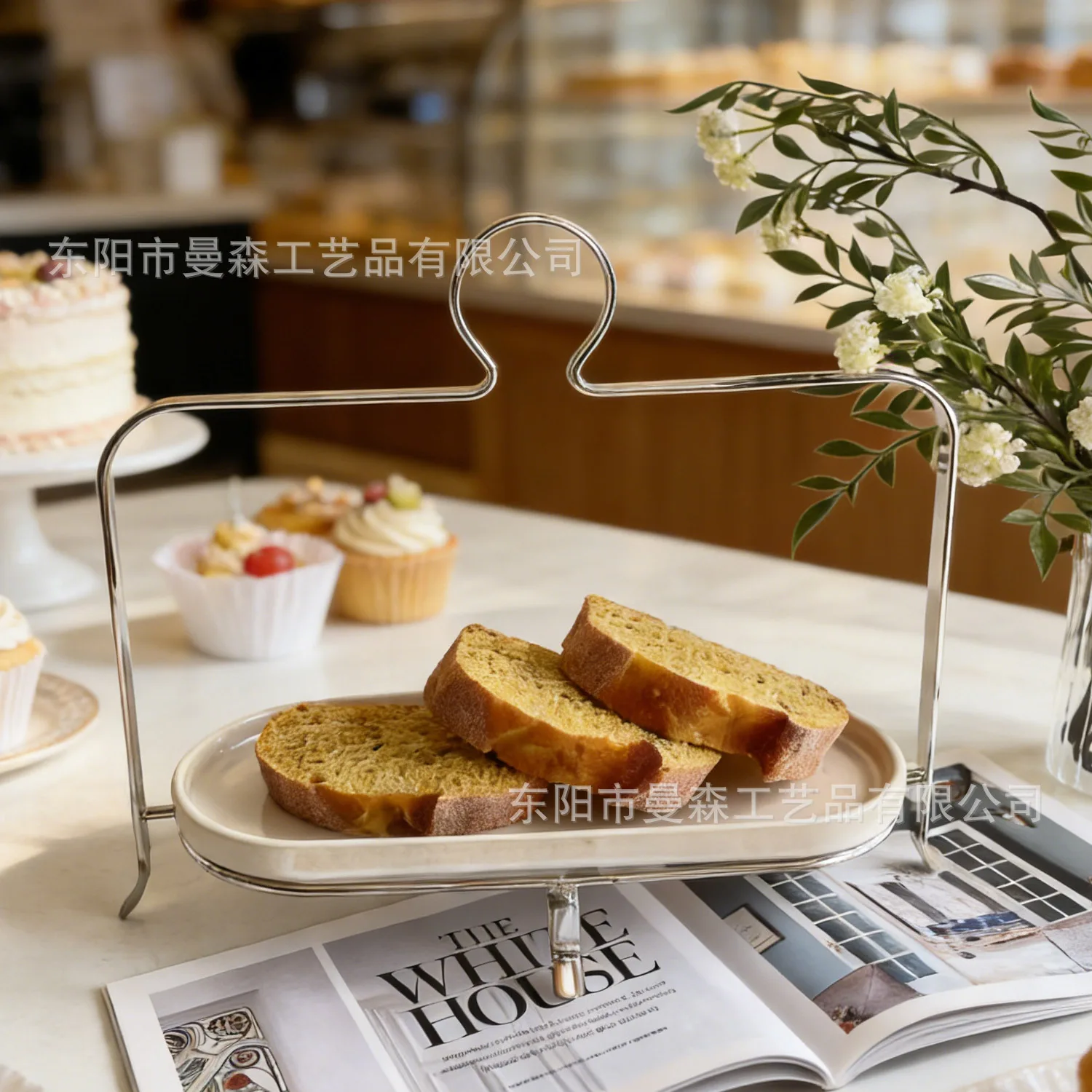 LMM stainless steel dessert rack second-layer shelf hotel baking soft decoration ornament
