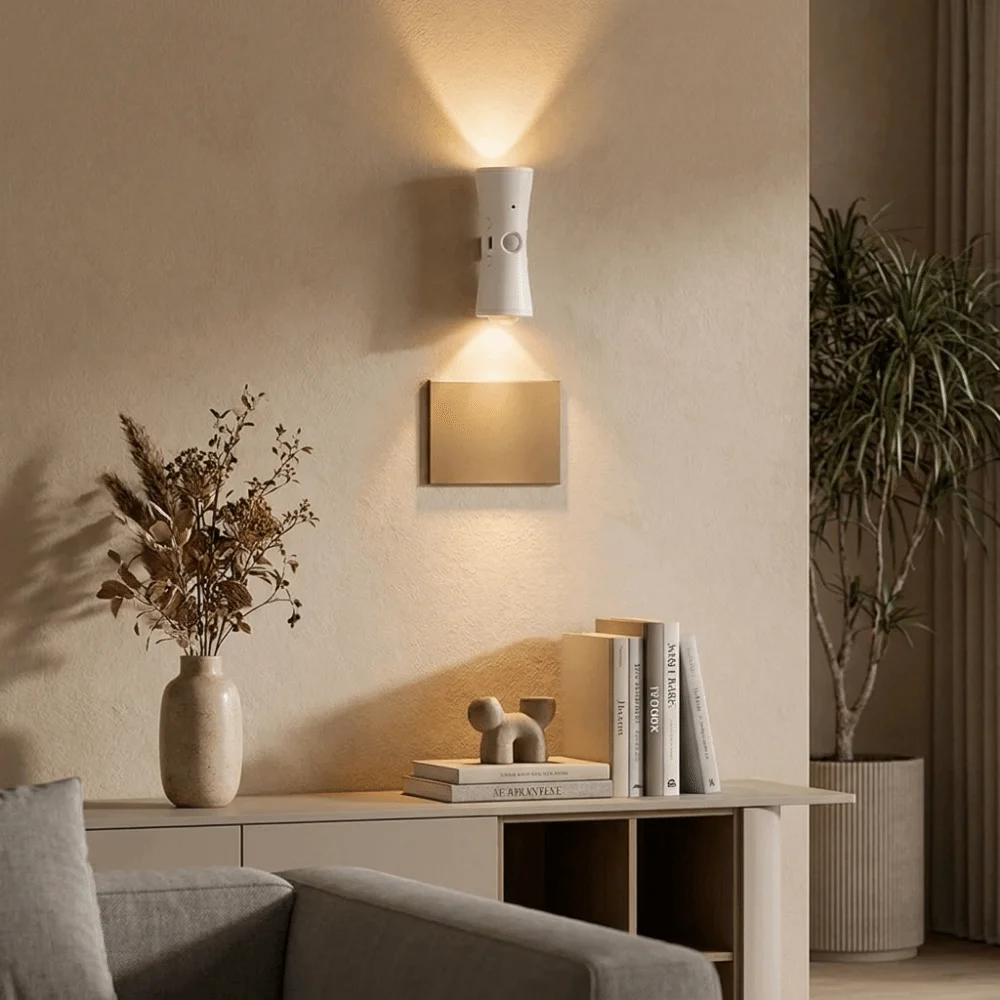 Intelligent Human Body Induction Night Light No Punching Atmosphere Light Rechargeable Night Light 16 RGB Colors Dual Cat Eye
