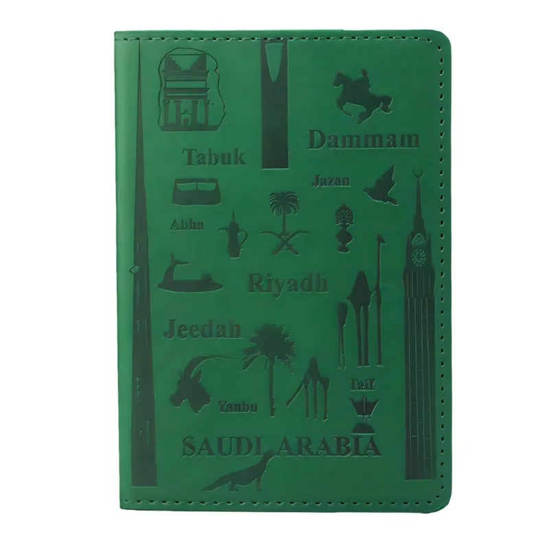Saudi Arabia Passport Holder Arabic City Pattern Slim Passport Cover with Credit Card and Document Organizer for Men and Women