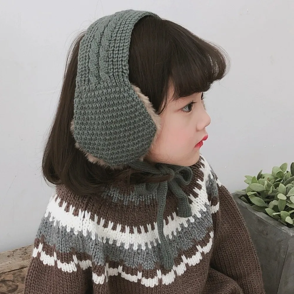 Adjustable Windproof Winter Thickened Earmuffs Headband Wool Ear Cover Foldable Scarf Outdoor Anti-cold Earflap Girls
