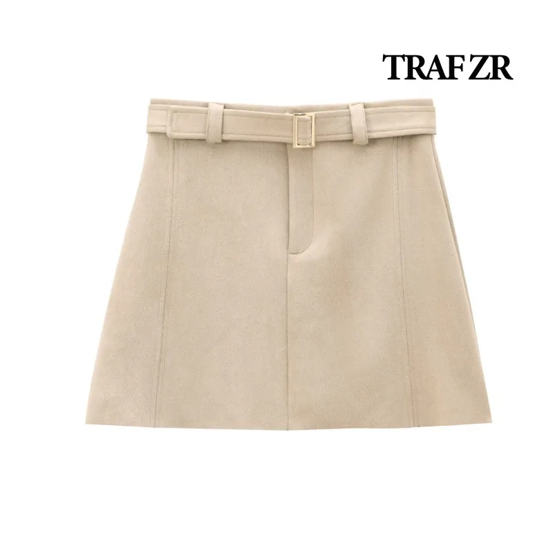 

TRAF ZR Women's Skirt for Autumn Micro Miniskirt Harajuku Vintage Skirt Evangelical Women's Skirts England Style A-line Skirts