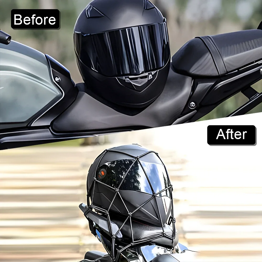 Motorcycle Luggage Net Cover Bungee Helmet Holder 30/40cm Adjustable Hooks Tank Mesh Elastic Cargo Net for Bike Scooter Motorcyc view 5