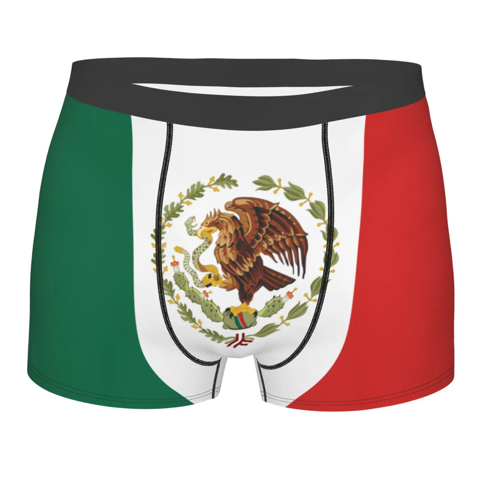 Mexican Flag and Emblem Print Men Underwear Boxers Men's Novelty Underpant Breathable Printed Male Underpants Man Boxer Briefs