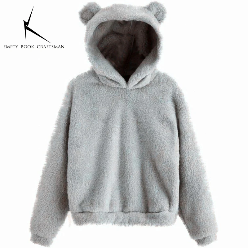 European and American Autumn and Winter New Plush Rabbit Ear Hooded Warm Sweater Hoodie