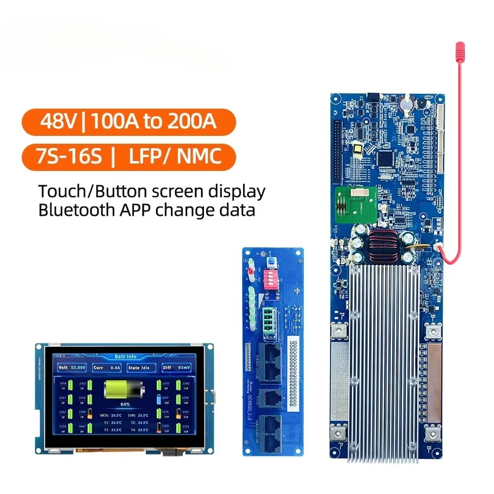 XJ BMS 16S 48V 120A Solar Energy Storage Inverter BMS LFP NMC Lithium Battery Pcb Board ISO9001 Certified