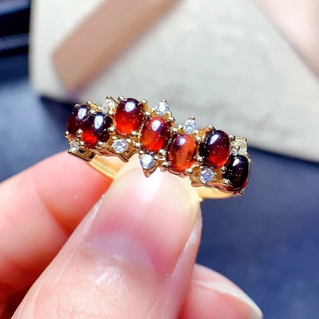 

Кольцо из натурального граната с сертификатом, 4х3 мм, серебряное кольцо с натуральным гранатом, серебро 925 пробы, ювелирное изделие с драгоценным камнем