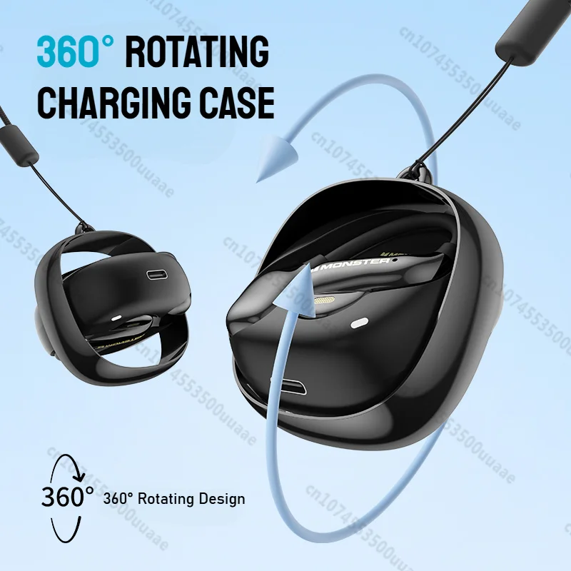 Auricolari a conduzione aerea Monster Open Ear AC390 360 °   Cuffie stereo Bluetooth 6.0 Cuffie sportive con cancellazione del rumore per chiamate DNC