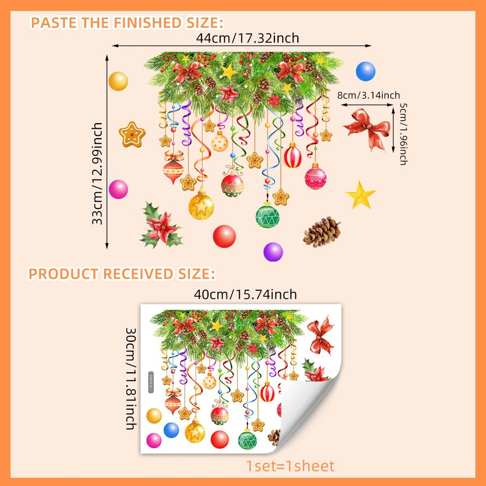 عناصر موضوع عيد الميلاد ملصقات نافذة الزخرفية على الوجهين المطبوعة ملصقات كهرباء قابلة للإزالة حفلة Diy المشهد الدعائم #5