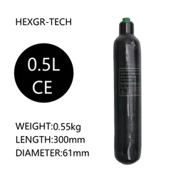 HPA da fibra do carbono, cilindro de gas de alta pressa, caa do mergulho de FX, M18, 1,5, 4500Psi, 300Bar, 30Mpa, 0.5L