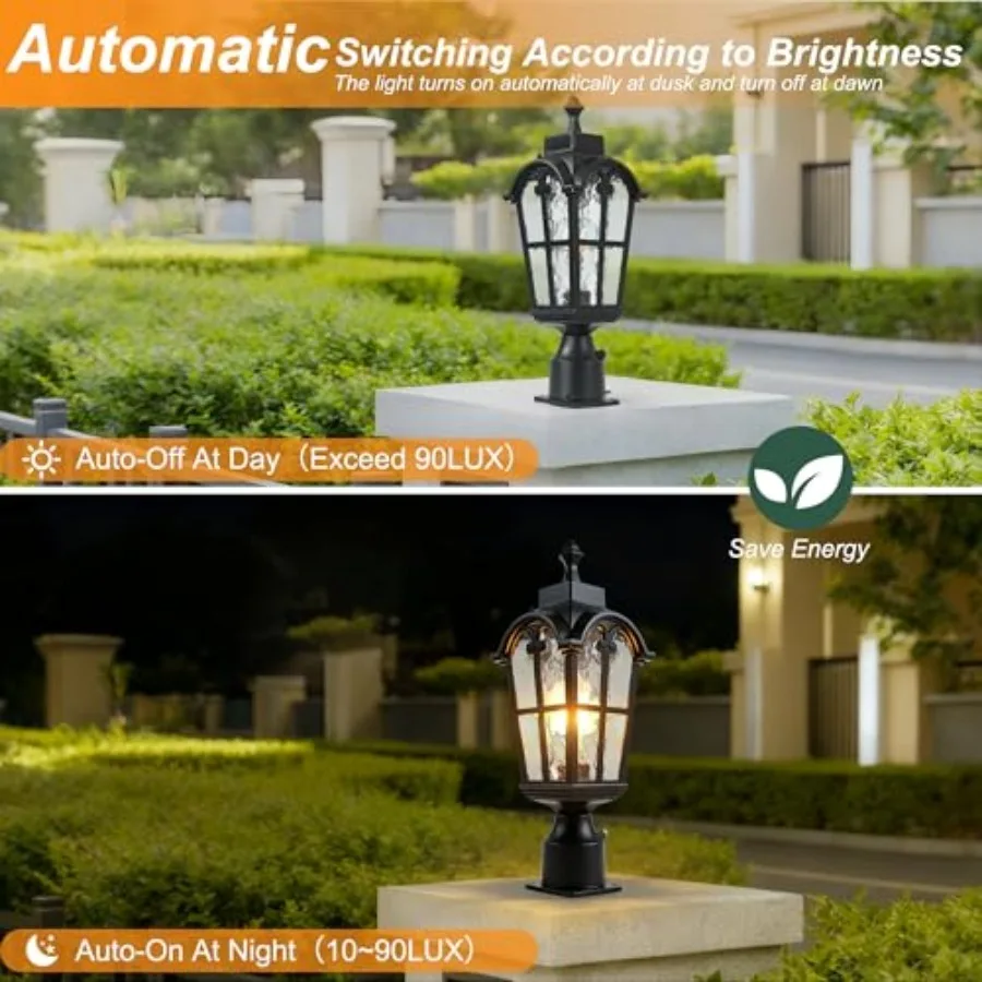 Sensor Outdoor Post Lights Waterproof Post Light Fixture Outdoor Anti-Rust Waterproof Exterior Lamp Post Lighting for Front Doo view 2