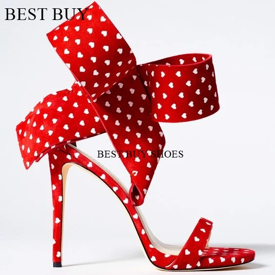 Silk Red Pink Woman Sweet Bow Knot Elegant Ankle Strap Party Sandals Stilettos High Heels White Wedding Runway Shoes Open Toe