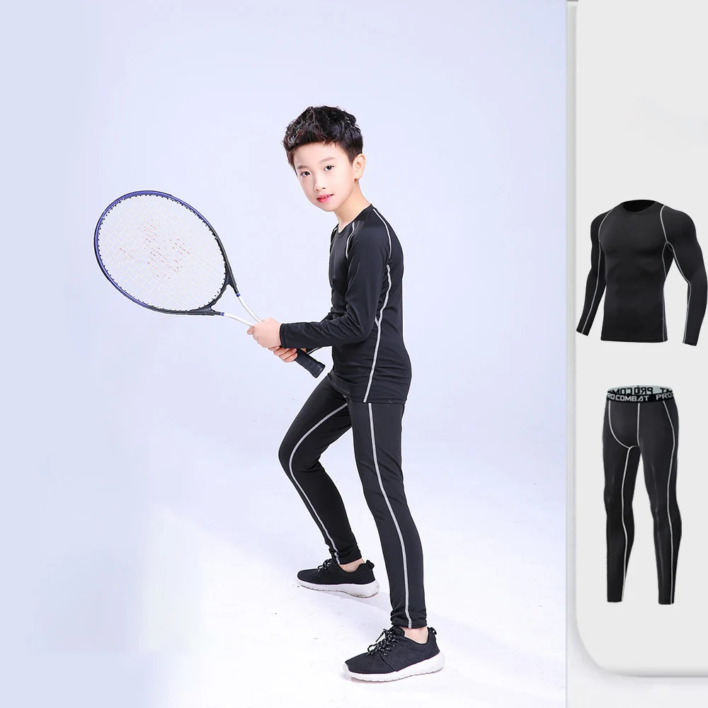 Winter Warm Thermal Underwear Set Children Boys Girls Plus Velvet Warm Thermal Underwear Long Sleeve Fitness Sportswear