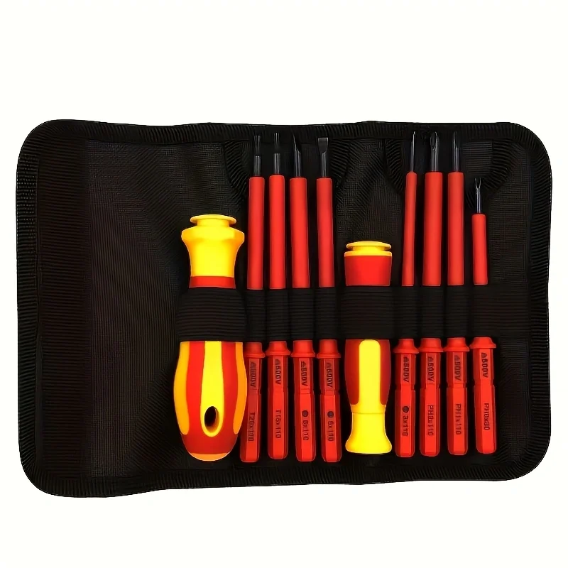 11pcs Precision Screwdriver Set with Insulated Handles, Magnetic Slotted and Phillips Screwdrivers, Multi-Size Repair Hand Tool