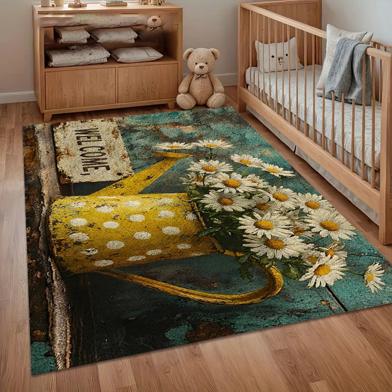 Vintage Welcome Area Rug Non-Slip Carpet for Living Room Durable Floor Mat Washable Entry Door Mat Home Decor Rugs for Bedroom