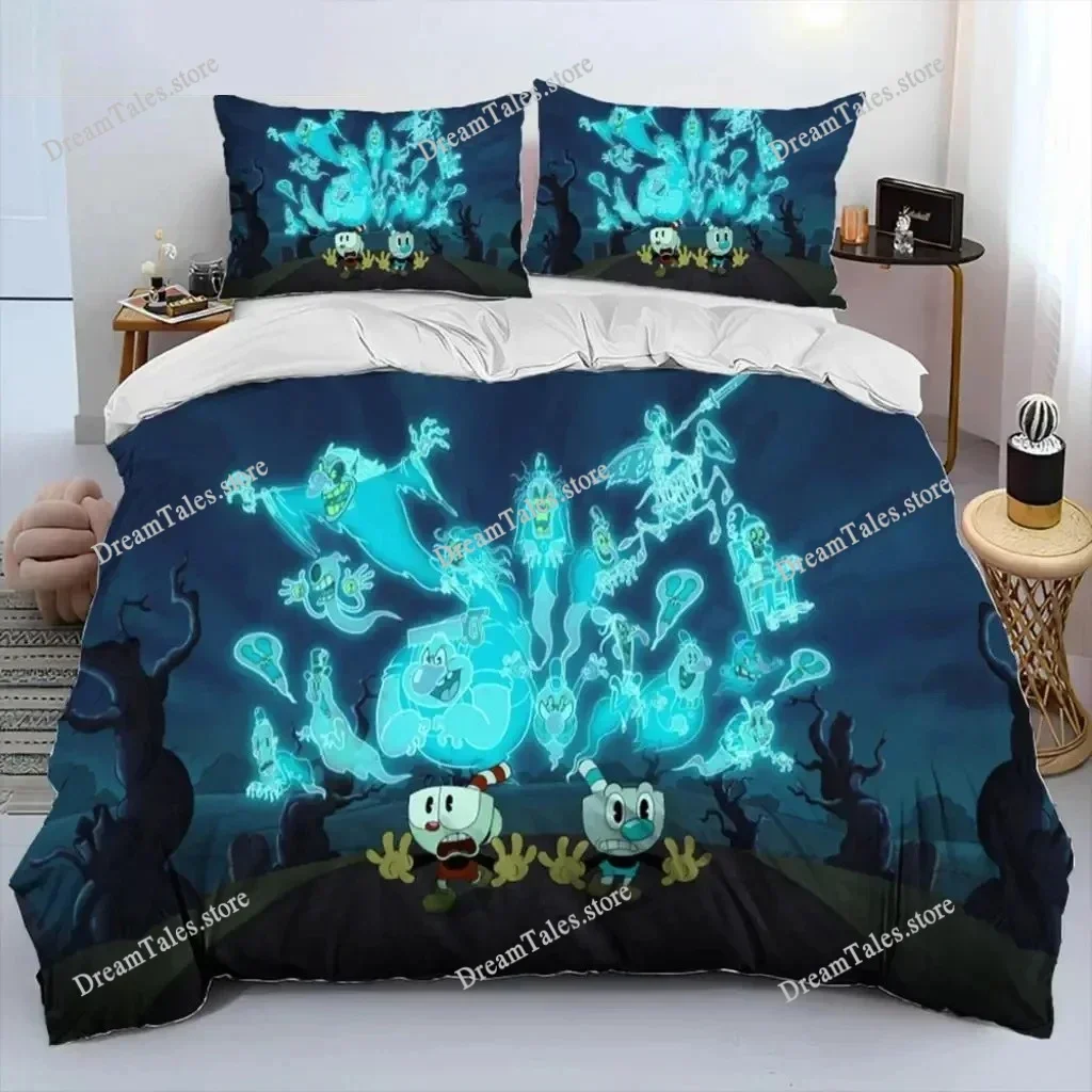 

Cartoon Cuphead and Mugman Bedding Set Boys Girls Twin Queen Size Duvet Cover Pillowcase Bed Kids Adult Home Textileextile741