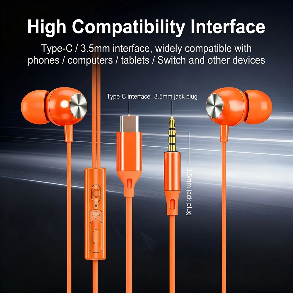 Auriculares con cable, conexión USB tipo C, sonido estéreo de alta fidelidad, sonido envolvente, auriculares para juegos con conector de 3,5 mm, compatibles con iPhone 18, 17 Pro Max y iPad, auriculares para escuchar música.