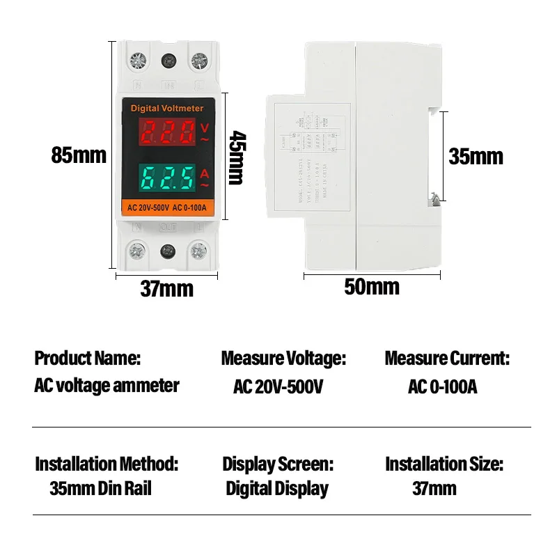 Single-phase Household Smart Electric Meter Electric Rail Type Multi-function Electricity Meter LCD Display 220V Electric Meter