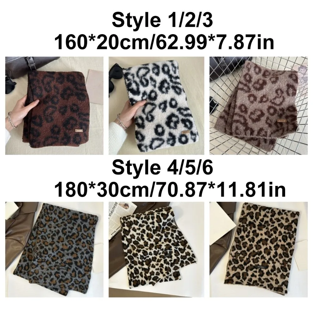 Trendy Lightweight Leopard Print Scarf Korean Style Cashmere Blend Imitation Wool Scarf Windproof Warm Winter Shawl Unisex