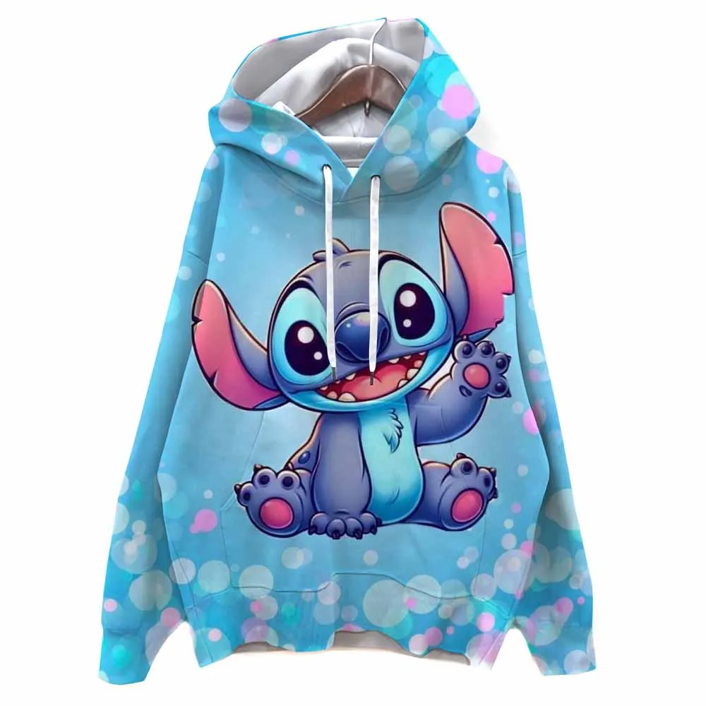 Sweat-shirt à manches longues pour femmes, imprimé Disney Stitch en 3D, Raglan décontracté, pull Y2k, hauts Harajuku, vêtements féminins