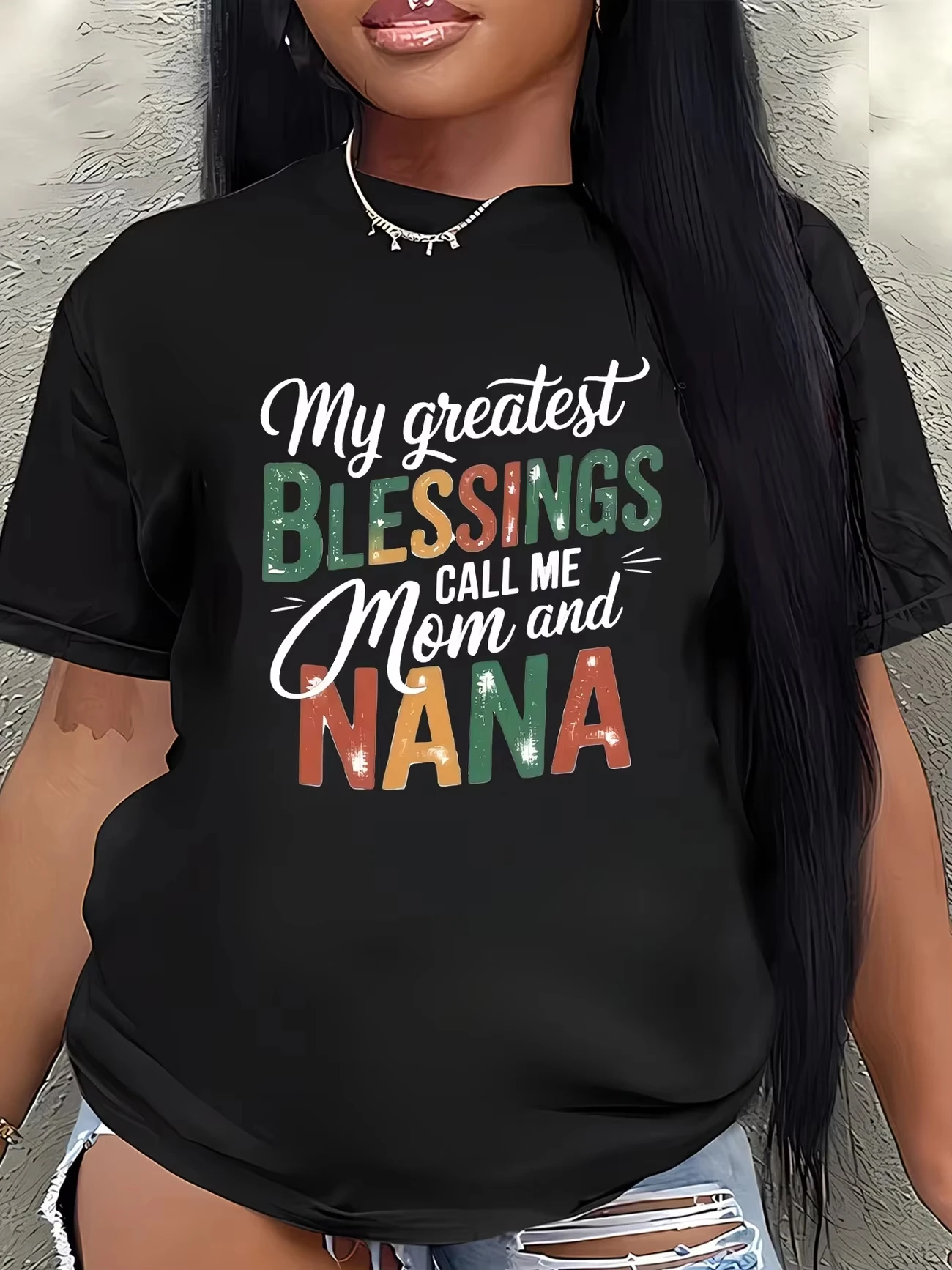 Unisex Mom Nana Blessing Quote Graphic T‑Shirt Retro Distressed Print Short Sleeve Casual Mother’s Day Gift Tee Men Women