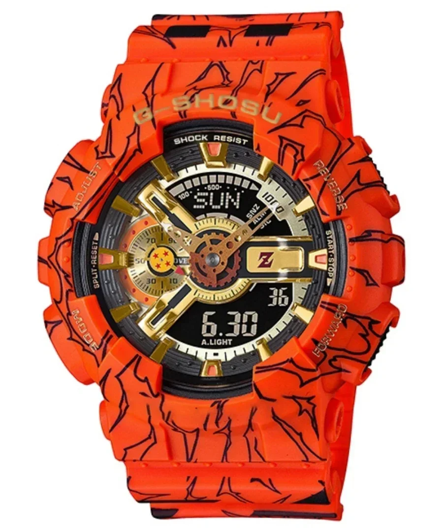 Orologio sportivo elettronico digitale unisex Quadrante grande Doppio display completamente funzionale Ora mondiale Serie Oak