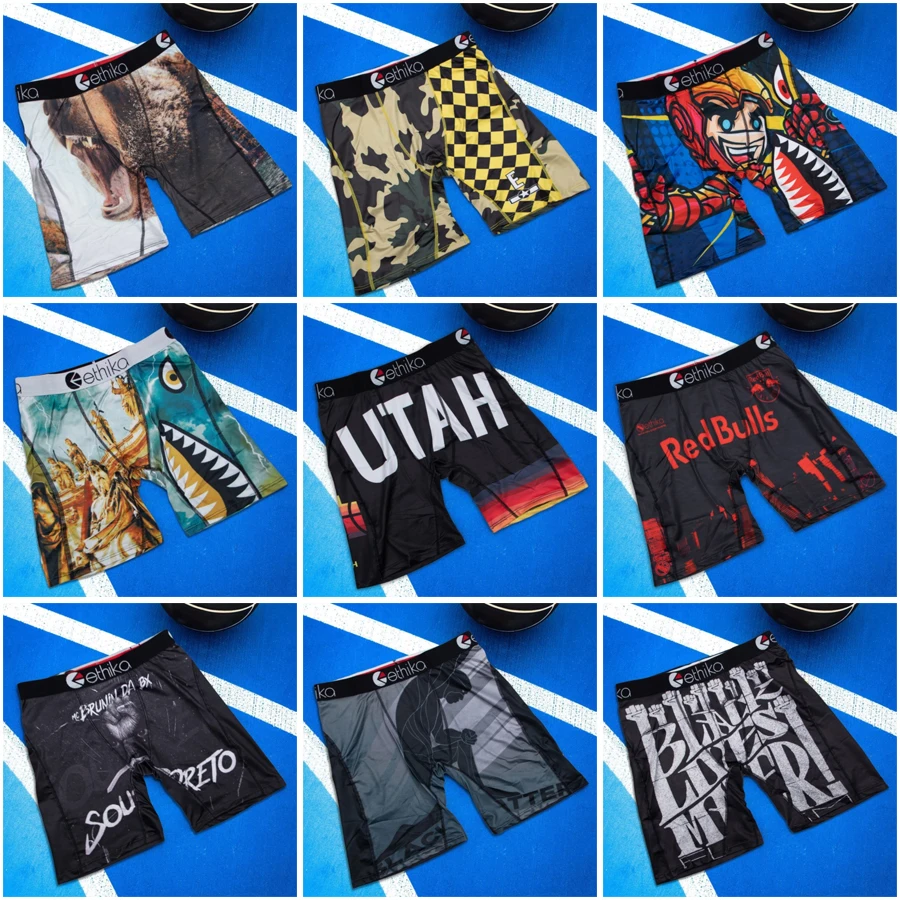 

ETHIKA 1Pcs Sexy Men Underwear Boxers Man Swimming Underpants Plus Size S-3XL Breathable Mens Print Panties Men's Boxer Trunks