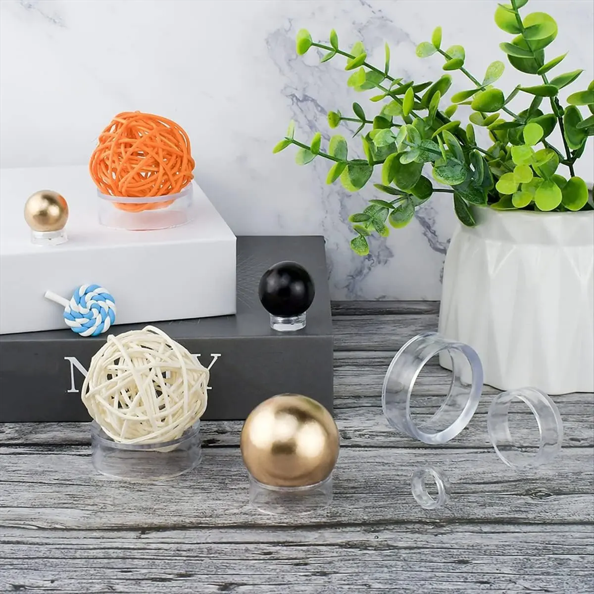 belong 105 PCS (3 Sizes Each 35) Sphere Stand,Clear Mini Ball Stand,Round Display Stands for Baseball, Crystal Ball, Golf Ball