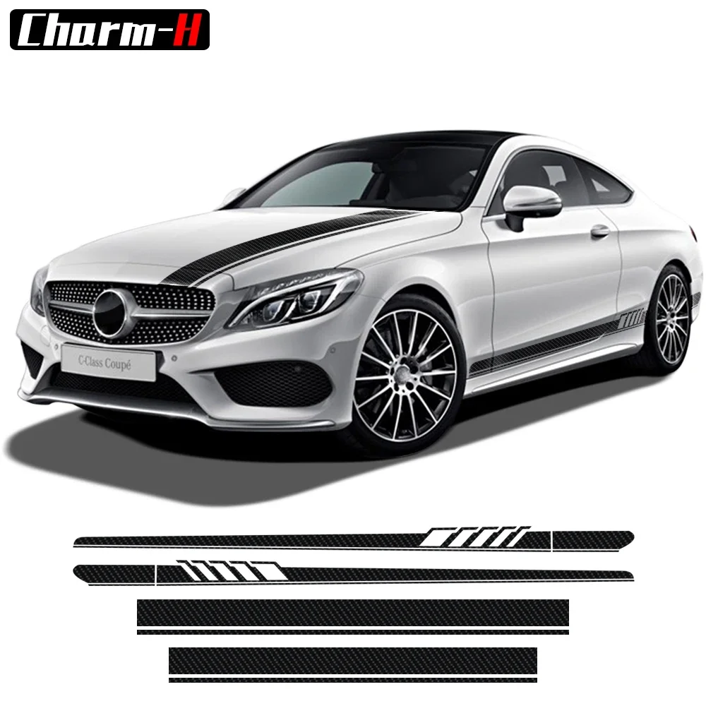 

Edition 1 Stripes Car Side Skirt Hood Rear Roof Decal Stickers for Mercedes Benz C Class W205 2-Door Coupe C205 2015-Present