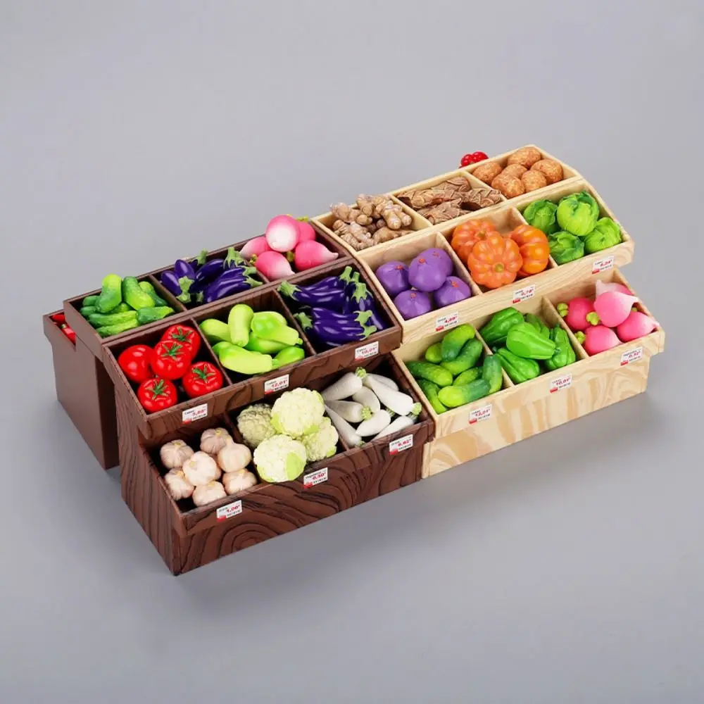 

Miniature Furniture Doll Mini Vegetable Rack Supermarket Display Shelf Fruit Vegetable Stall Rack Snack Cabinet Storage Toy