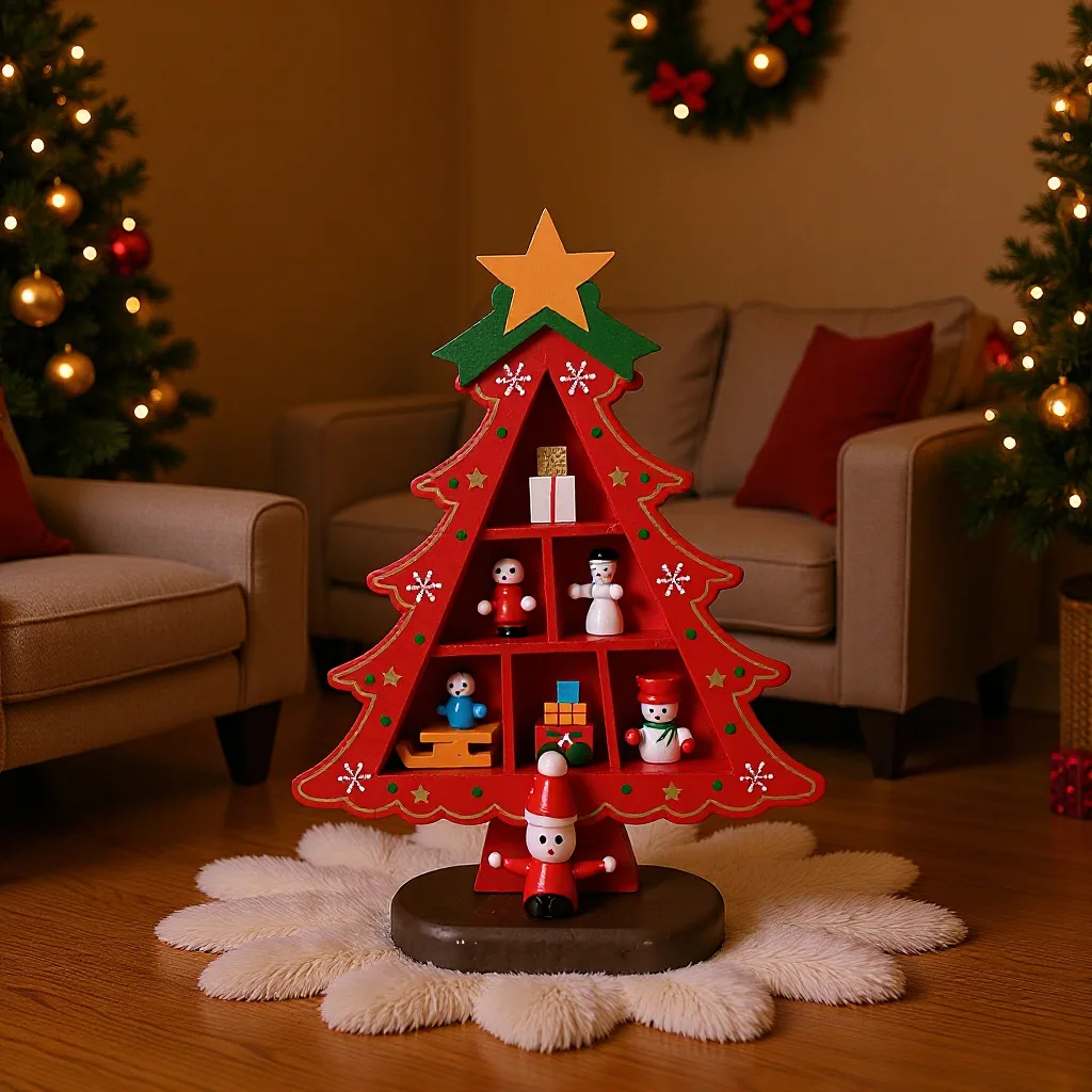 for Farmhouse Cottage Core Style Holiday Home Gift Creative Lattice Wood Xmas Tree Decoration Miniature Tabletop Centerpiece