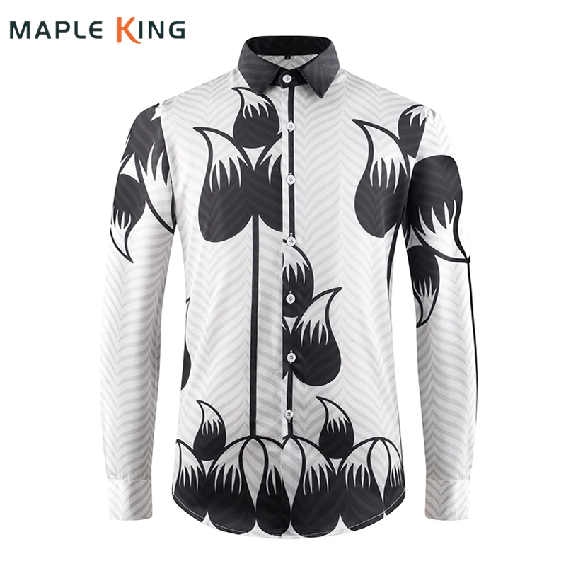 Vintage Elegant Lapel Men Shirts High-end Button Up Long Sleeve Man Dress Shirt Larger Size Party Social Men's Blouse Streetwear