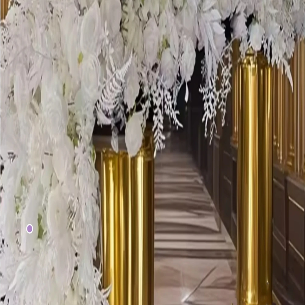 

3-10pcs)60-120cm mirror Flower Stand for Wedding Table Centerpieces, sliver/ Gold round Flower Vase Holder, no Hanging Crystals