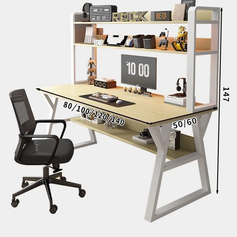 Hole board computer desk household simple desk bookshelf integrated