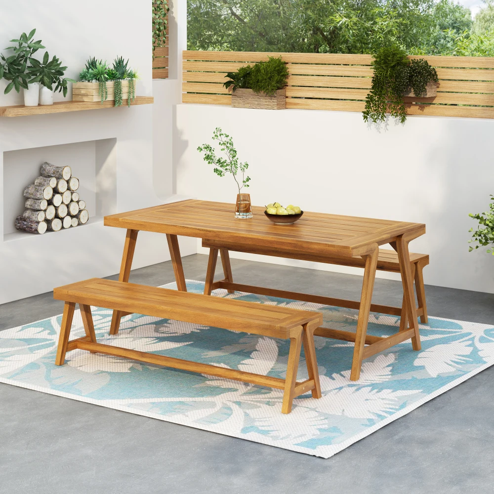 

Уличный набор для пикника из 3 предметов: стол из акации, всепогодный, компактный для балкона, террасы, кемпинга