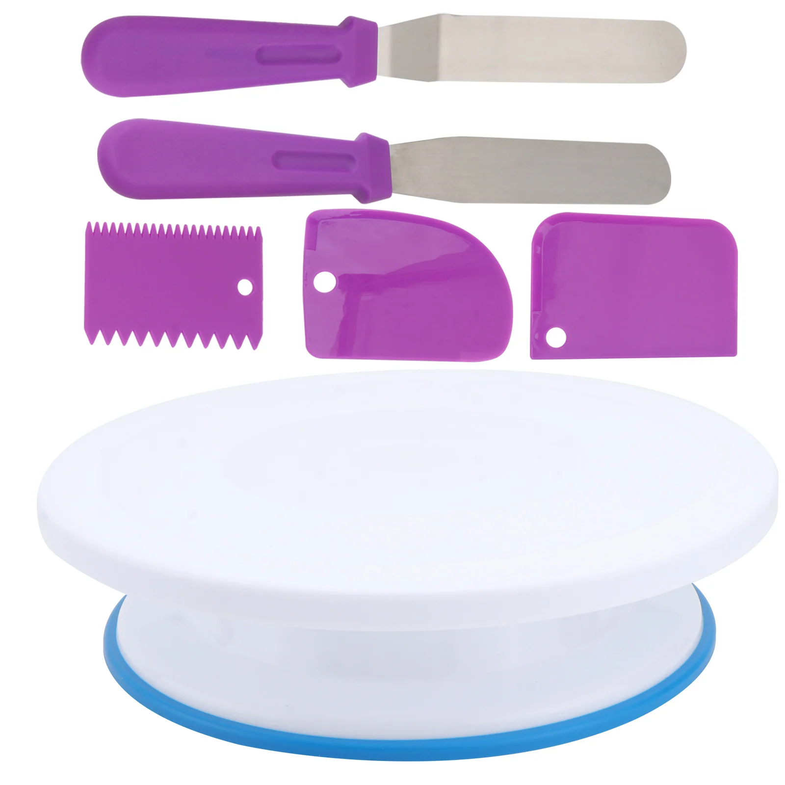 

Cake Turntable Rotating St Round White Plastic Icing Decorate Birthday Festivals Banquets Cake Making Easy Non Slip Surface