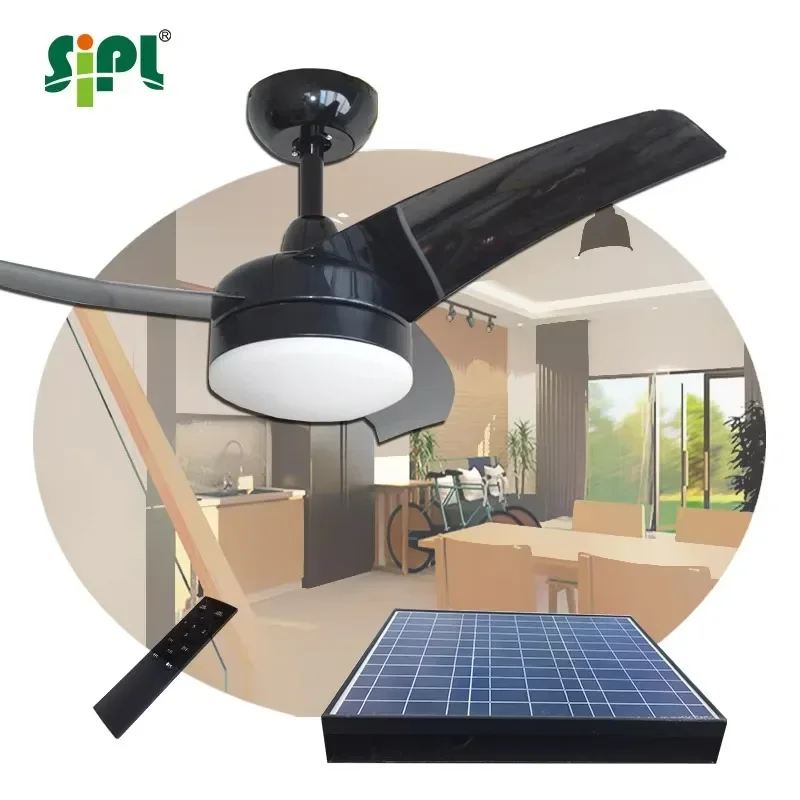 42'' Solar Ceiling Fan with LED Light Non Electric APP Remote Controlled Homestead Solar Ceiling Fan for Day and Night Running