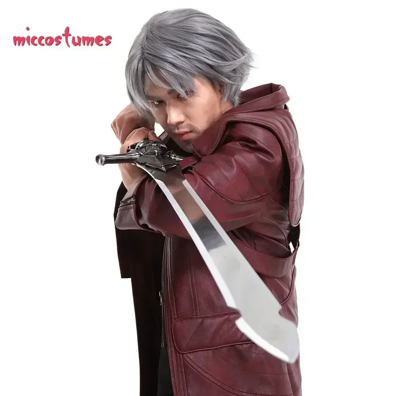 In Voorraad Miccostuums Heren Dante Cosplay Kostuum Leren Jas Heren Halloween Outfits