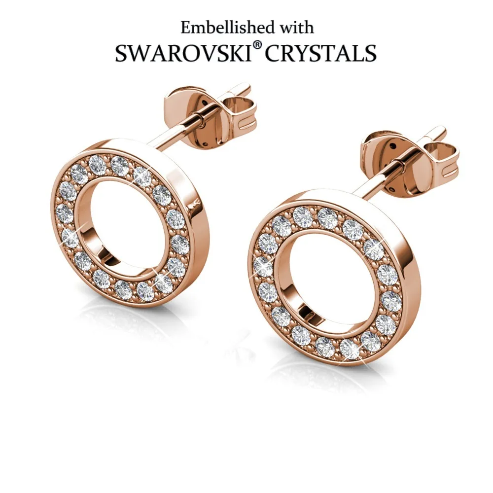 

Daisini круглые серьги-гвоздики из розового золота, украшенные кристаллами Сваровски, набор для повседневной носки, изысканные модные ювелирные изделия, подарок