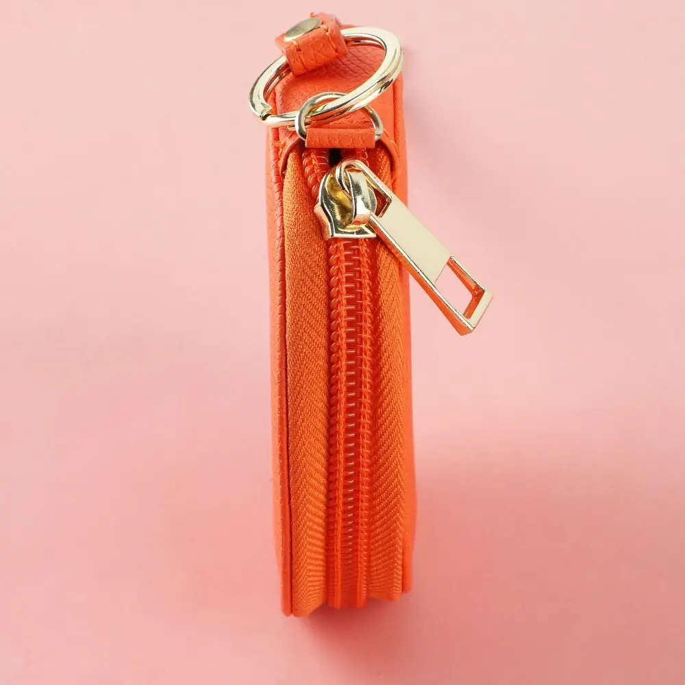 PU Leather PU Leather Coin Purse Zipper Bag Pendant Keychain Round Wallet Small Storage Bag Card Bag Small Storage Bag