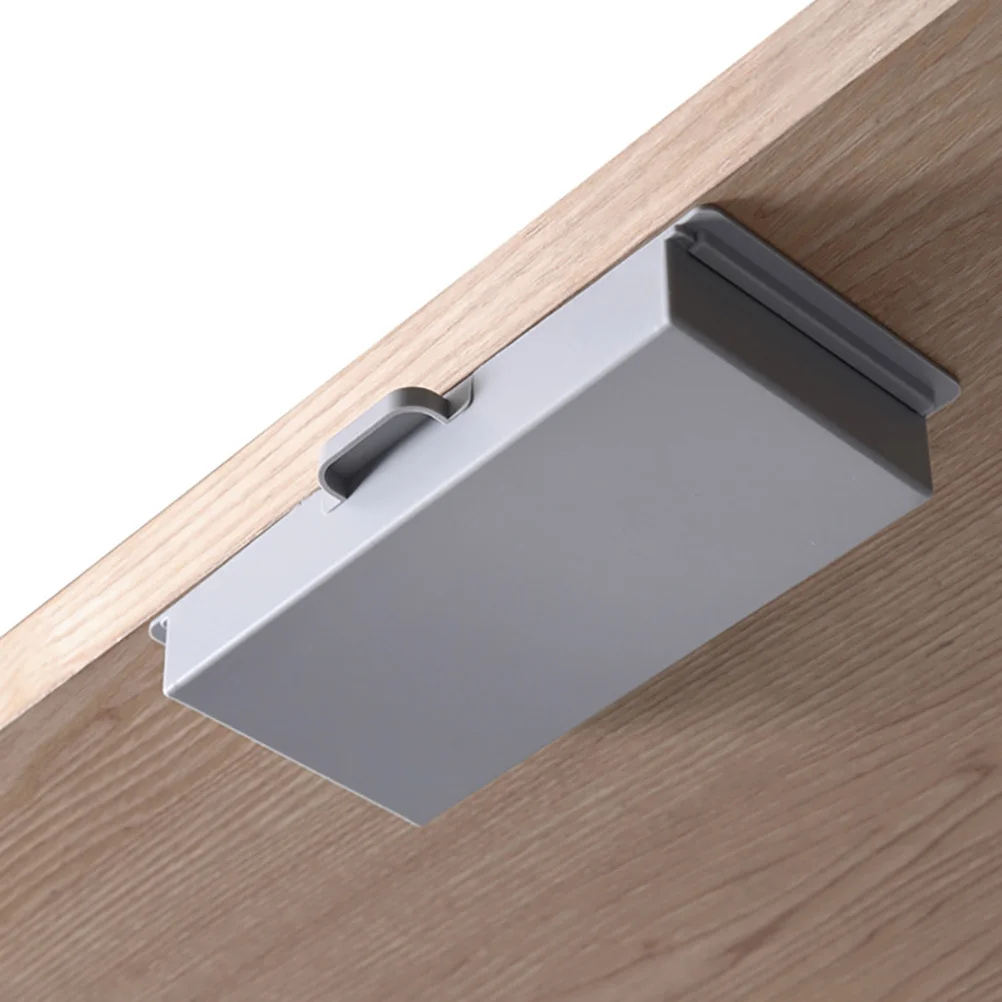 2pcs Adhesive Storage Boxes Pp Material Hidden Drawer Type Under Desk Pencil Organizers For Home Office Sundry Organizers