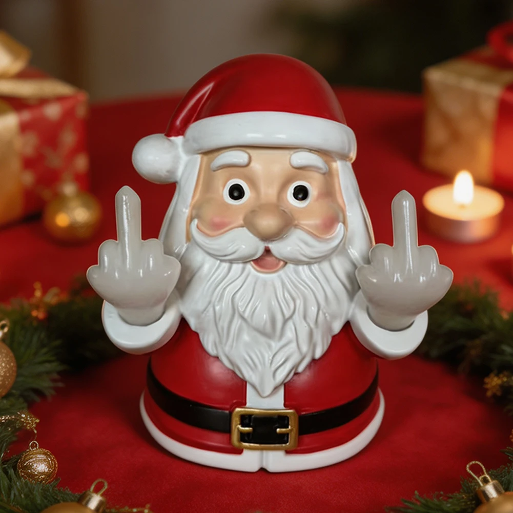 Naughty Christmas Party Supplies Hilarious Middle Finger Santa Decor Bright Led Light With Soft Glowing Cozy Bedroom Night Light