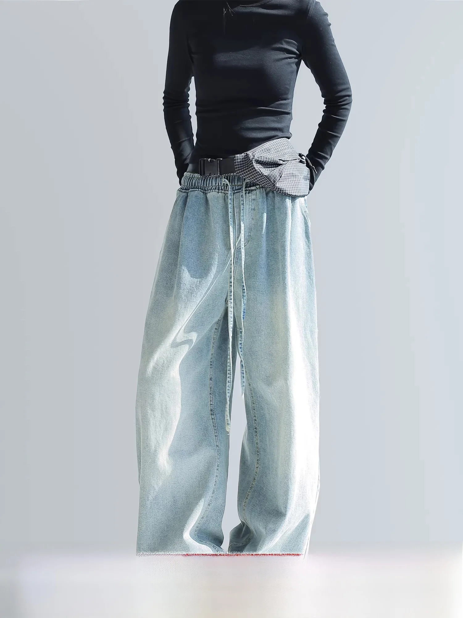 

Waed Blue Wide Leg Jeans Women's Straight Cut Loose Fit Casual Cotton Spring New ArrivalCHANT2nd American Sle Jeans