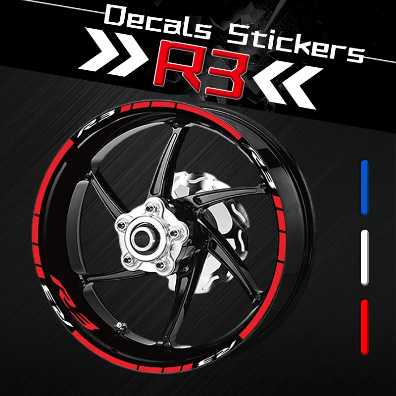 Waterproof Stickers For YZF R3 R15 R25 R1 R6 SuperTenere FJR1300 FAZER FZ1 Moto Inner Rim Stripe Tapes Wheel Reflective Decals