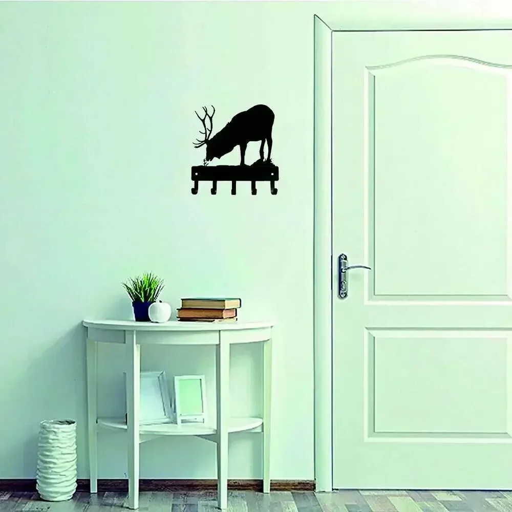 Splendid Elk Bull Key Rack Hanger – Majestic Wall Mounted Hook and Pendant. Grand Gift for Wildlife Enthusiasts