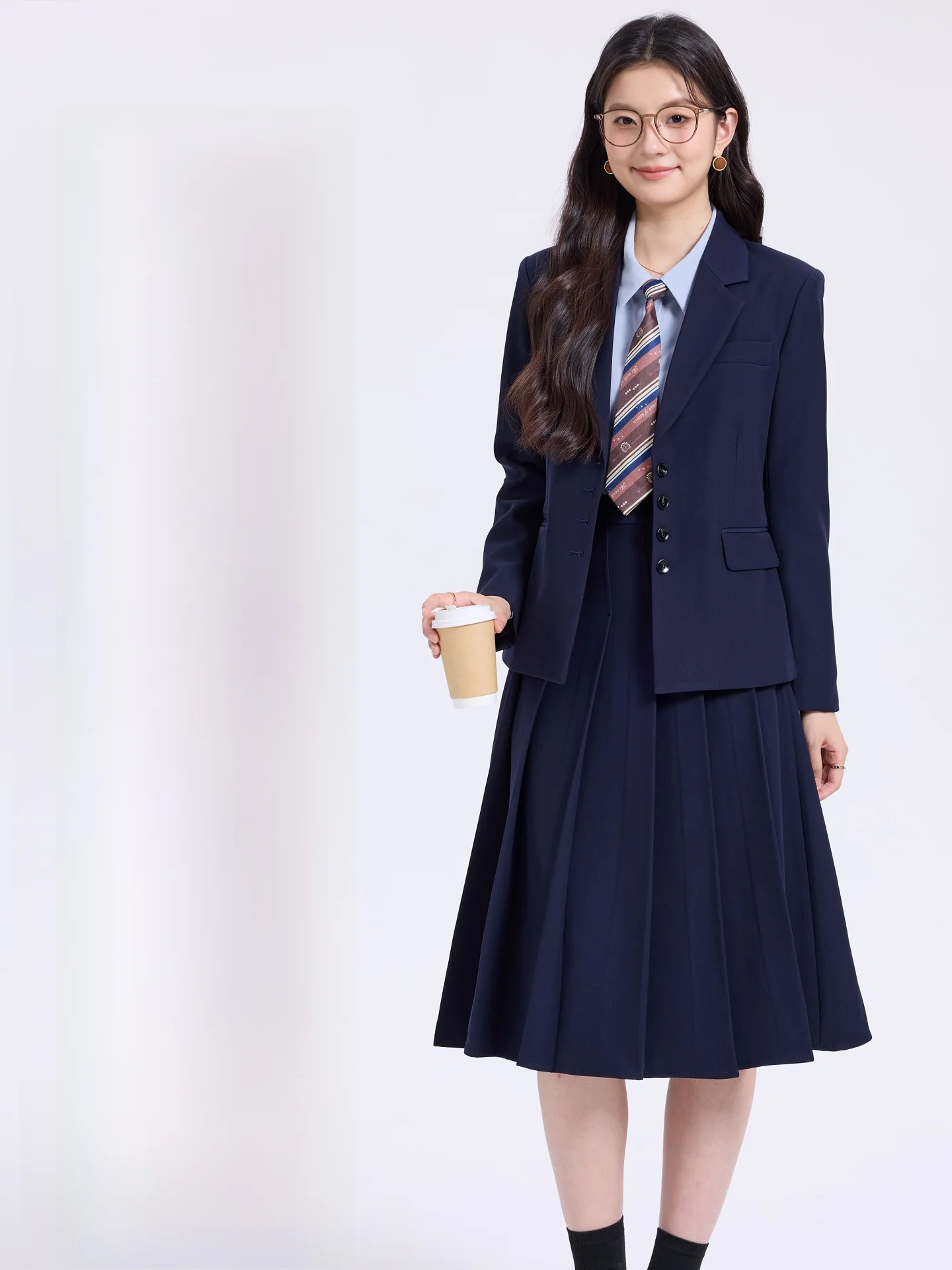 Gray Suit Set Dress Women's Formal Commute Interview Outfit College Style Polyester Long Sleeve Straight Hem Classic Lapel