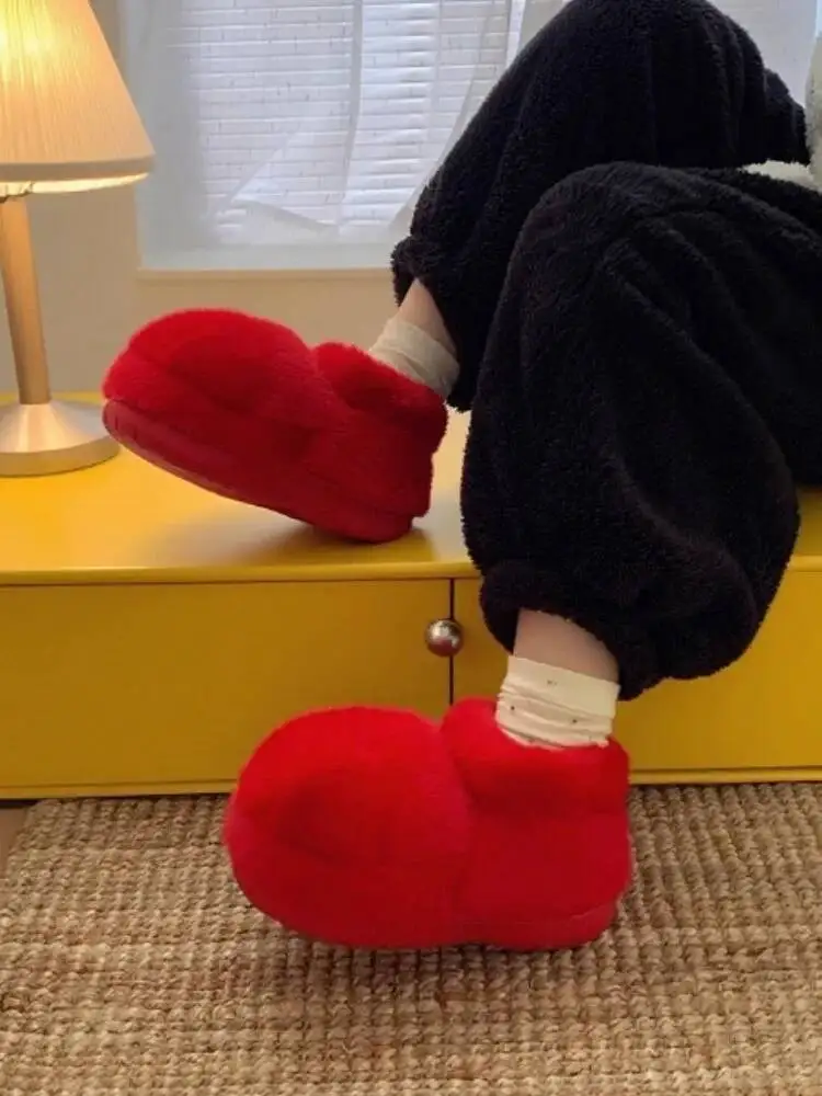 

Women's Home Slippers Winter Cute Big Toe Ankle Boots Warm Non Slip Stylish Cotton Shoes For Outdoor & Indoor Household Slippers