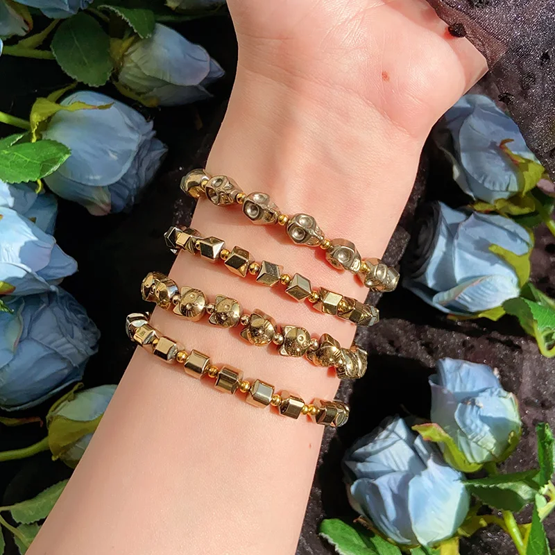 Natural Pyrite Bracelet, Healing Crystal Energy Stone, Reiki Golden Bead, Simple Yoga Charm, Meditation Jewelry Bangles Gift 1Pc