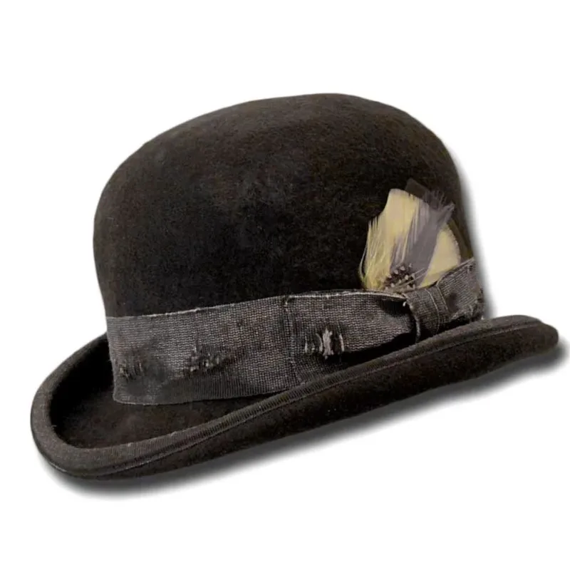 Dome-shaped flanged felt hat pure top woven decorated woolen