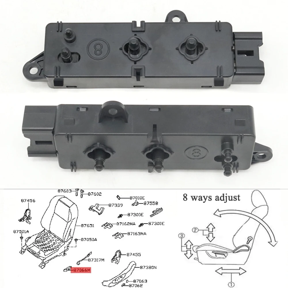 Front LH/RH Electric Seat Adjustment Backrest Adjuster Control Switch For Nissan Navara D23M NP300 D23T Skyline V37