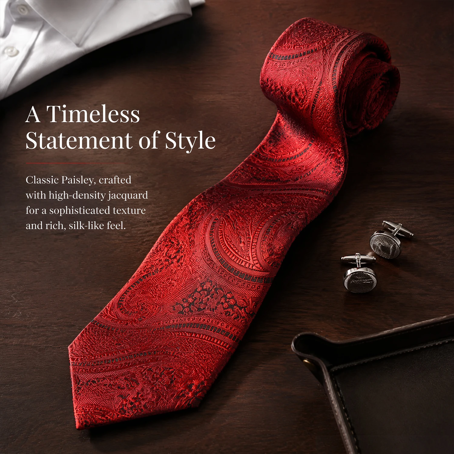 Herren Paisley Jacquard Krawatte Luxuriöse Polyester-Seidenkrawatte Klassische Formelle Business-Hochzeits-Party-Krawatte Modisches Anzug-Accessoire – Detail 5